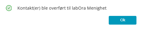 Skjermbildet viser funksjon 'Eksporter til Menighet'.