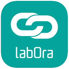 App-ikon med turkis bakgrunn og to sammenkoblede sirkler.