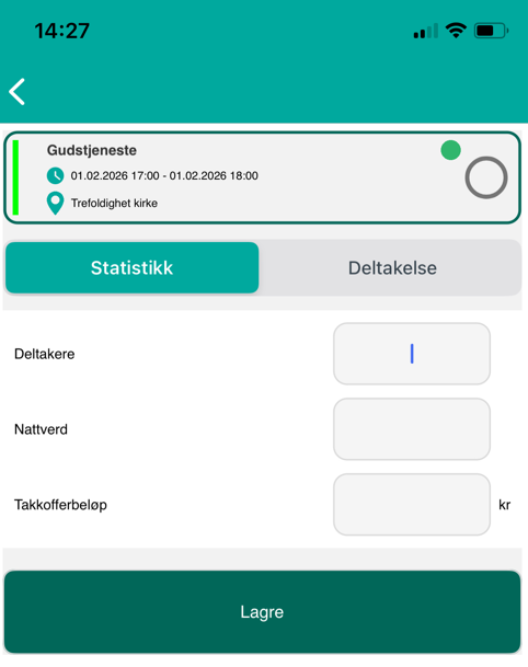 Statistikkføring i Medarbeideren-appen.