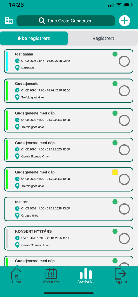 Statistikk-siden i Medarbeideren-appen.