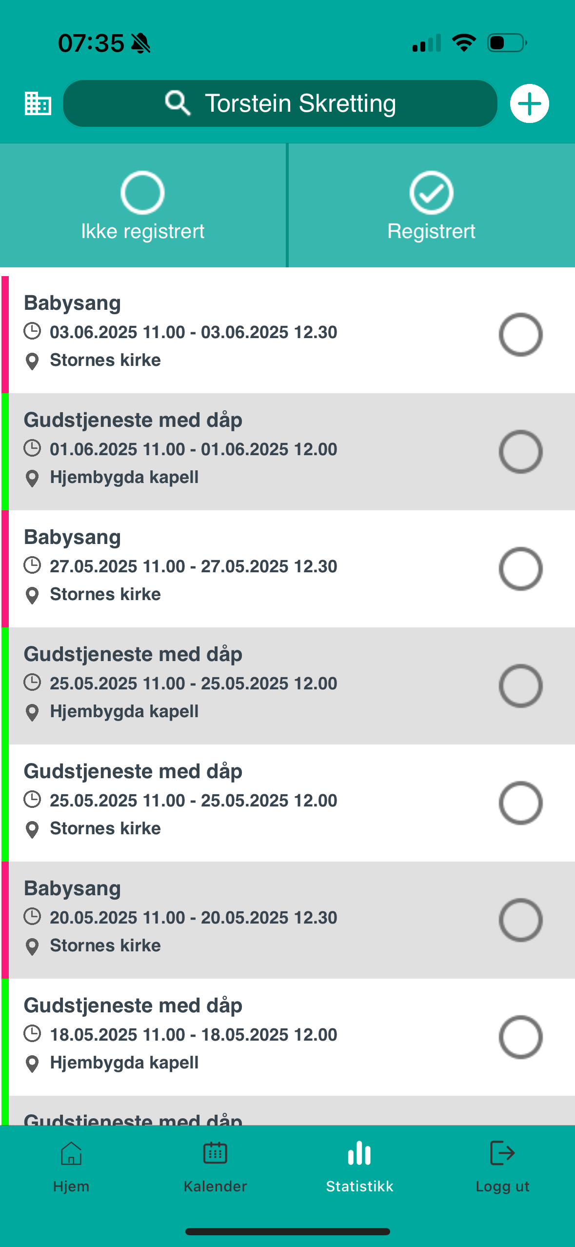 Statistikk-siden i Medarbeideren-appen.