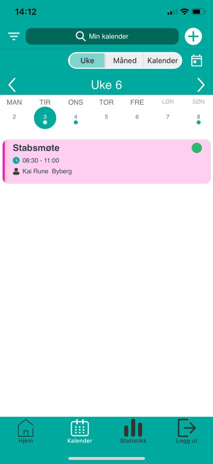Kalender i Medarbeideren-appen.