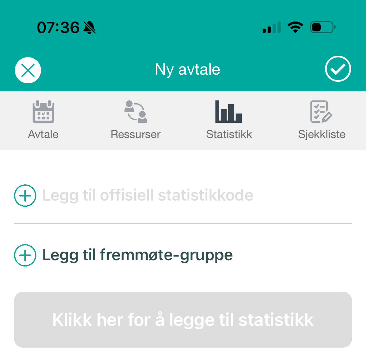 Statistikktyper for ny avtale.