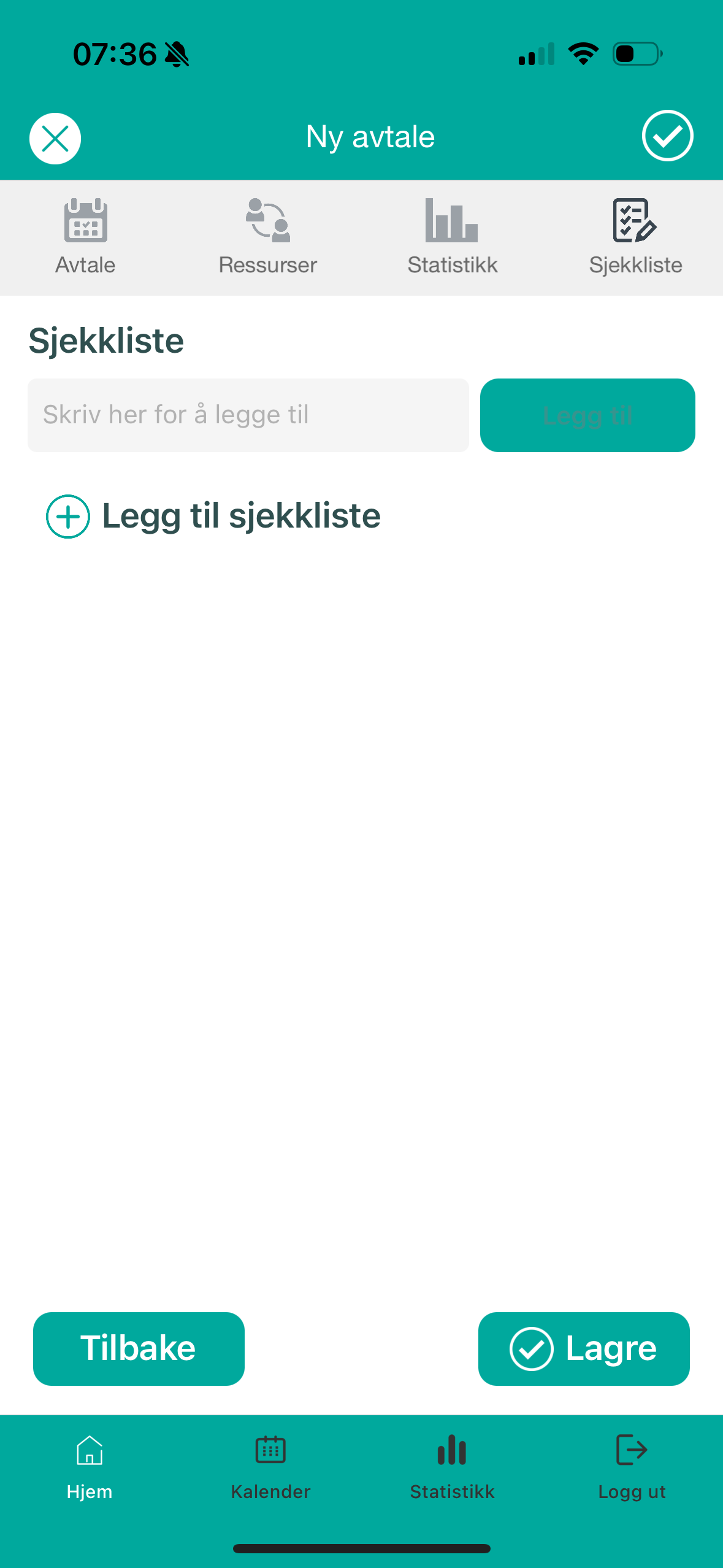 Sjekkliste for ny avtale.