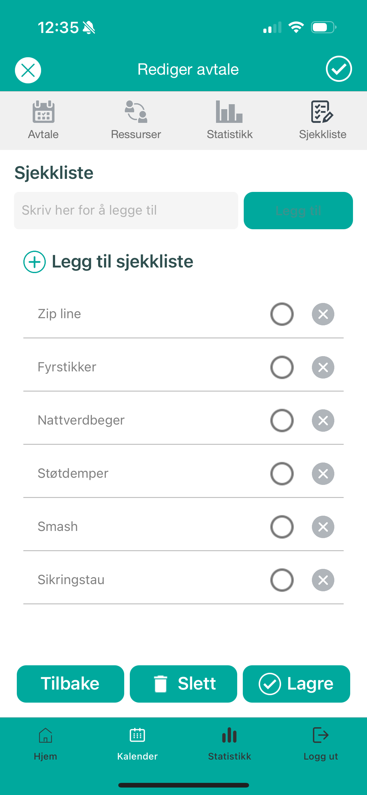 Sjekkliste for ny avtale.