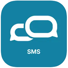 App-ikon med blå bakgrunn og to snakkebobler.