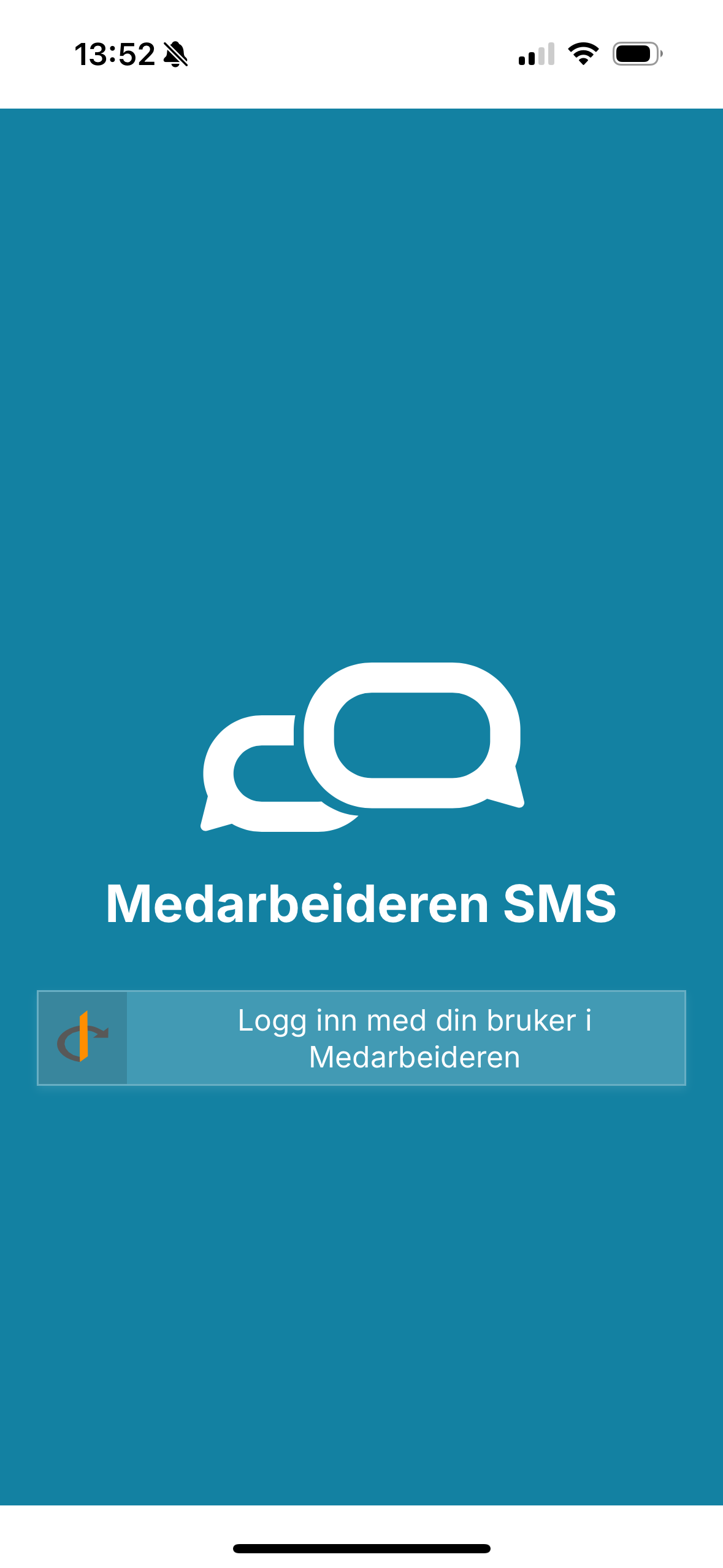 Innloggingsside i Medarbeideren SMS-appen.