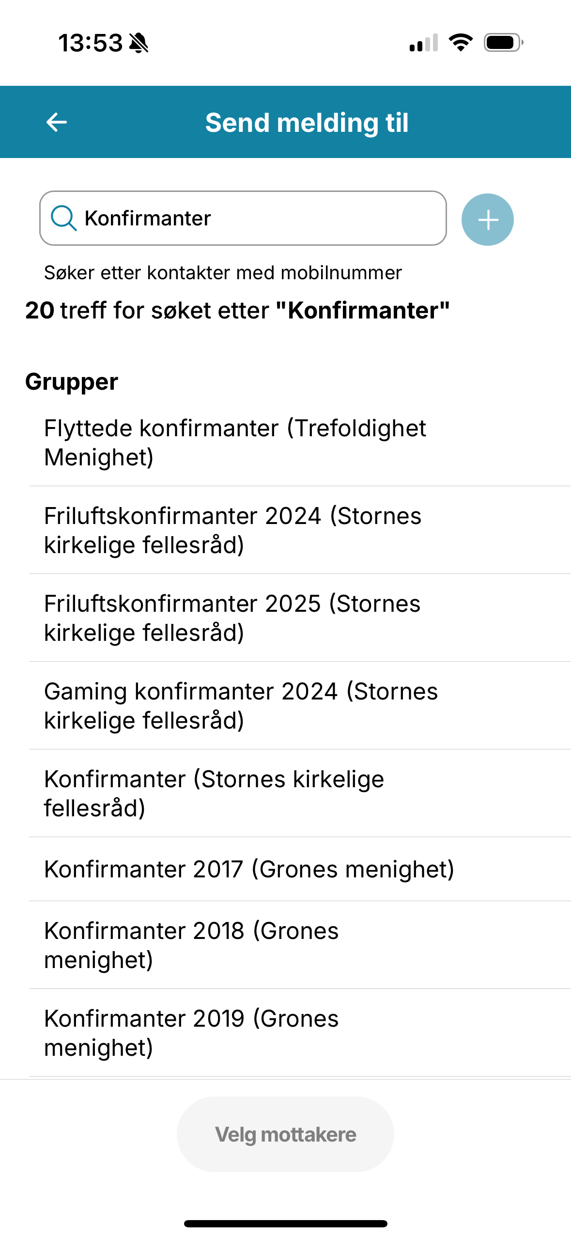 Legge til mottakere i SMS-appen.