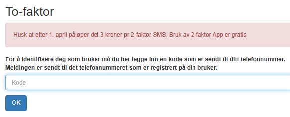 Skjermbildet viser påloggings siden til Medarbeideren.