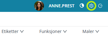 Innstillingsikonet i Medarbeideren.