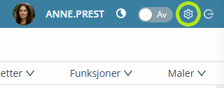 Innstillingsikonet i Medarbeideren.