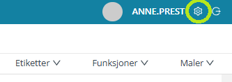 Skjermbildet viser 'Innstillinger' ikonet i Medarbeideren uthevet i bildet.