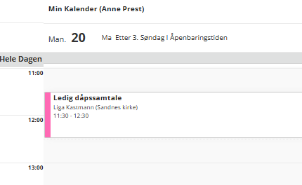 Skjermbildet viser kalenderen i Medarbeideren med 16% zoom.