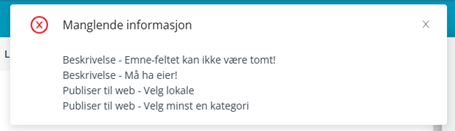 Forklaring for 'Manglende informasjon'.