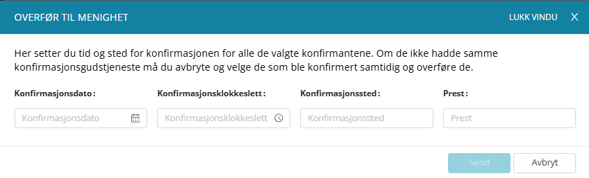 Funksjonen «Overfør til Menighet».