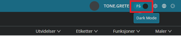 Dark mode på.