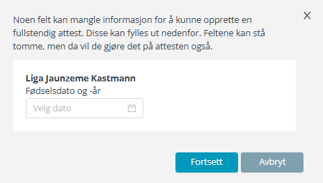 Informasjon for attest.