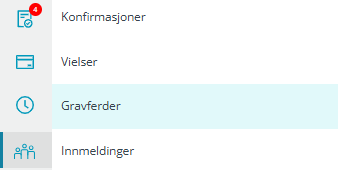Visning av menyvalget 'Gravferder' i labOra Menighet.