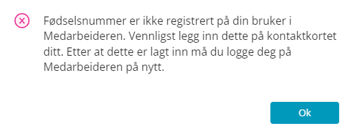 Feilmelding fra Menighet.