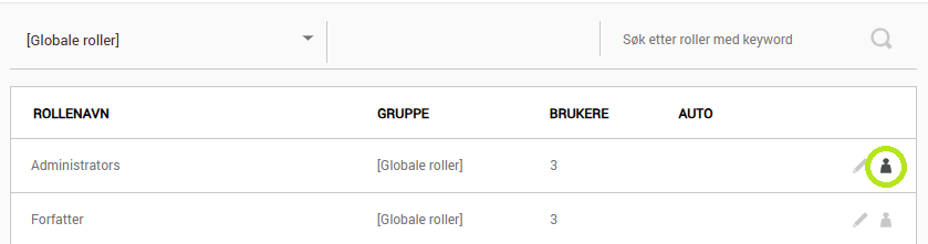 Skjermbildet viser redigering av Roller på labOra nettsider.