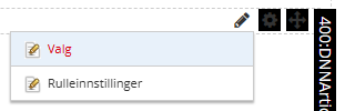 Skjermbildet viser 'Valg' for artikkelliste på labOra nettsider.