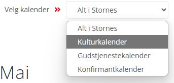 Skjermbildet viser valg av kalender på labOra nettsider.