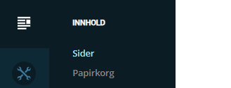 Skjermbildet viser 'Innhold', 'Sider' på labOra nettsider.