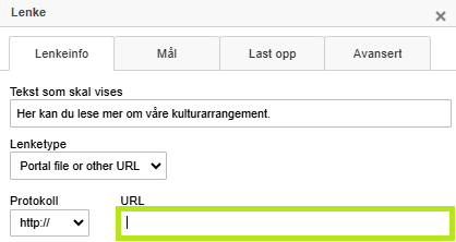 Skjermbildet viser arbeidsflaten 'Lenke' på labOra nettsider.