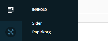 Skjermbildet viser 'Innhold'/ 'Papirkorg' på labOra nettsider.