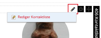 Ikon for redigering av kontaktmodulen på nettsider.