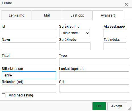 Fanen 'Avansert'.