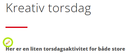 Skjermbildet viser ikon for redigering av en artikkel på labOra nettsider.