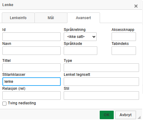 Fanen 'Avansert'.
