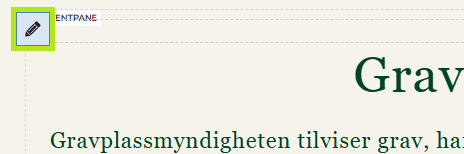 Skjermbildet viser ikon for redigering av tekstmodul på labOra nettsider.