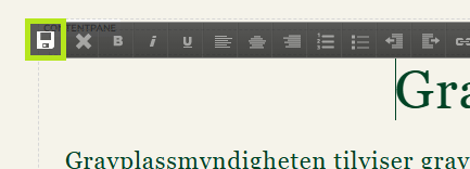 Skjermbildet viser ikon for lagring av tekstmodul på labOra nettsider.