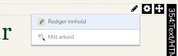 Skjermbildet viser ikon for redigering av tekstmodul på labOra nettsider.