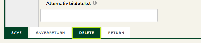 Skjermbildet viser knappen 'Delete' en artikkel på labOra nettsider.