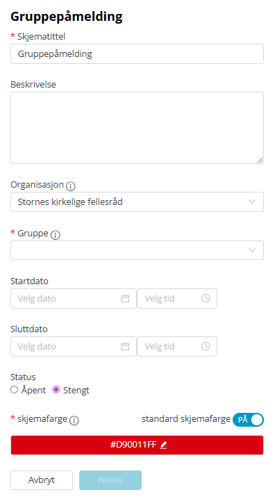 Skjemadetaljer.