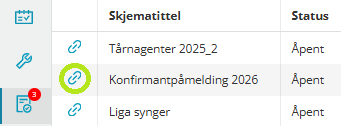 Lenkeikon for et skjema.