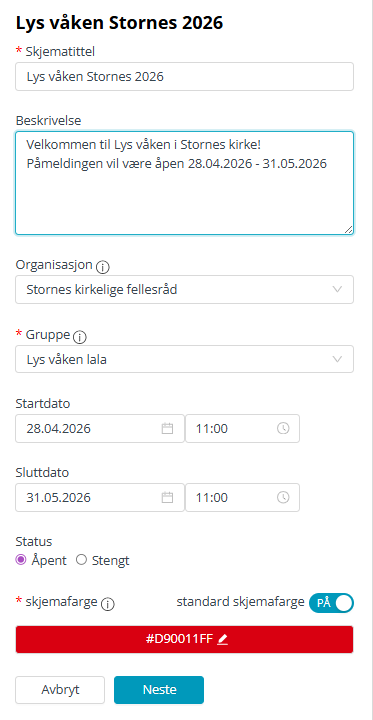 Skjemadetaljer.
