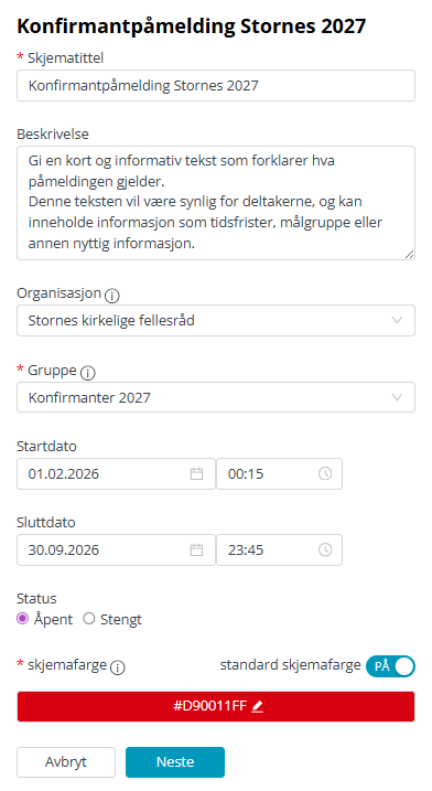 Skjemadetaljer.