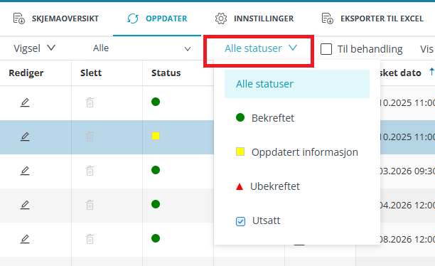 Modulen 'Påmelding'.