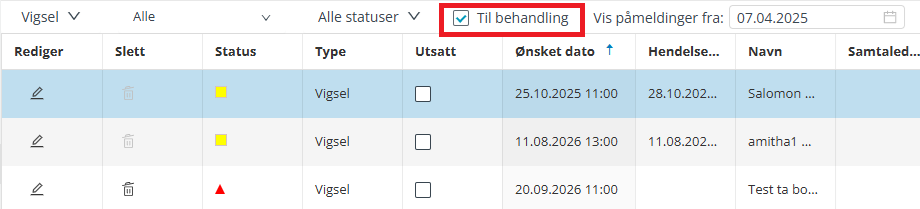Modulen 'Påmelding'.