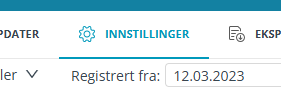 'Innstillinger' i modulen 'Påmelding'.