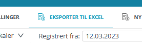 'Eksporter til Excel' i modulen 'Påmelding'.