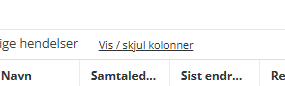Alternativet 'Vis / skjul kolonner i modulen 'Påmelding'.