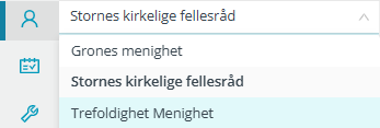 Valg av organisasjon i 'Kontakter og Grupper'.