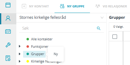 Opprettelsen av ny gruppe.