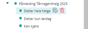 Skjermbilde fra applikasjonen Medarbeideren som viser en hovedgruppe med flere undergrupper.