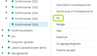 Skjermbilde fra applikasjonen Medarbeideren som viser opprettelsen av ny undergruppe.